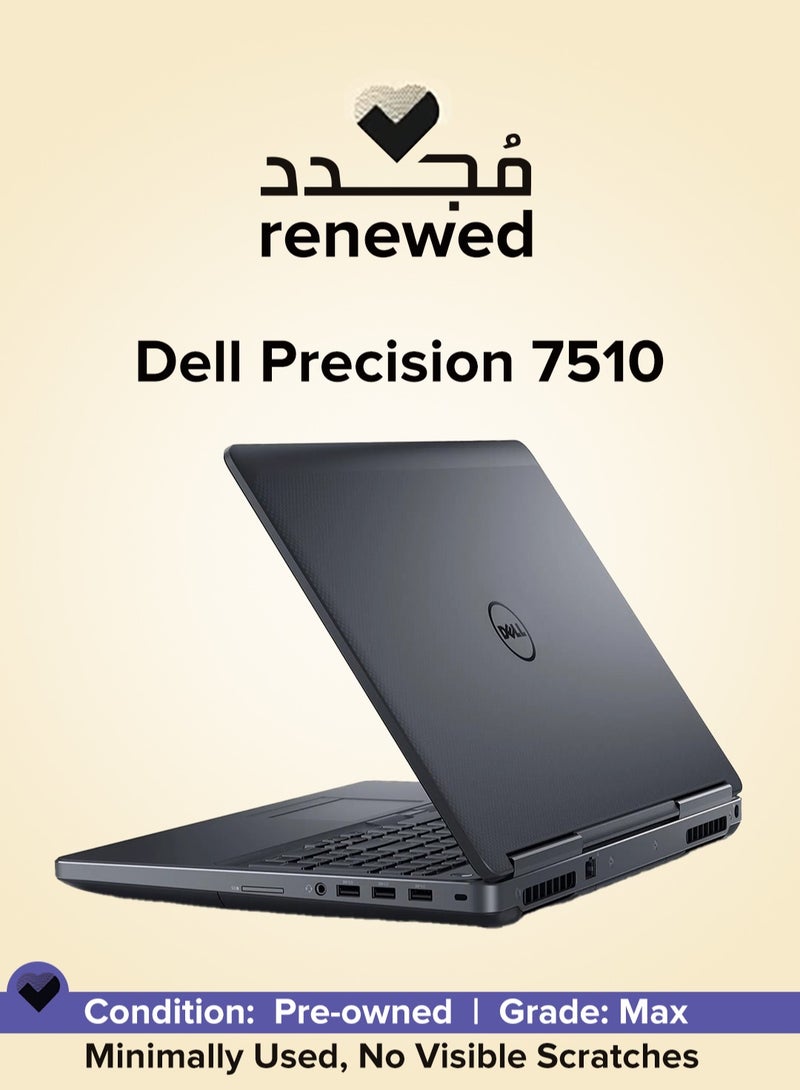 DELL RENEWED - LAPTOP DELL Precision 7510 - CPU Intel® Core™ i7-6820HQ Processor - RAM 16 GB DDR4 - Hard 512 GB SSD - VGA NVidia Quadro 4 GB - 15.6'' inch led screen - English/Arabic Black English/Arabic black  - Image 1