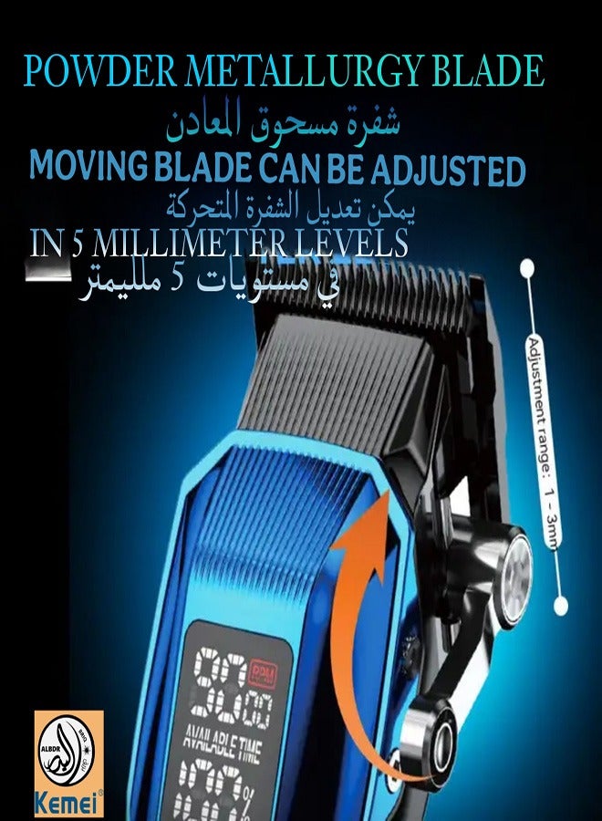 Kemei KM-2796 Professional Hair Clipper, 9000RPM Motor with Multiple Speeds, 4600mAh Ultra-Large Battery Capacity, Extra DLC Blade (Saudi Version) - Image 3