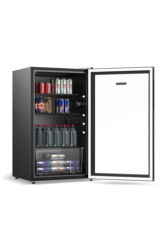 كروم ثلاجة مشروبات 120 لتر، قائمة بذاتها، باب واحد، 2 رف زجاجي، درج خضار، ضوء LED أزرق، مقبض مدمج، تحكم يدوي في درجة الحرارة، صديق للبيئة R600a - Image 2