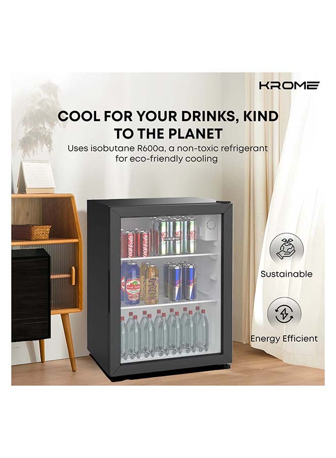 Krome Beverage Cooler, 90 L, Compact Design, Free Standing, Single Door, 2 Glass Shelves, Adjustable Feet, Mechanical Temperature Control, Environment-Friendly R600a 90 L 295 kW KR-BC90DM Black - Image 4