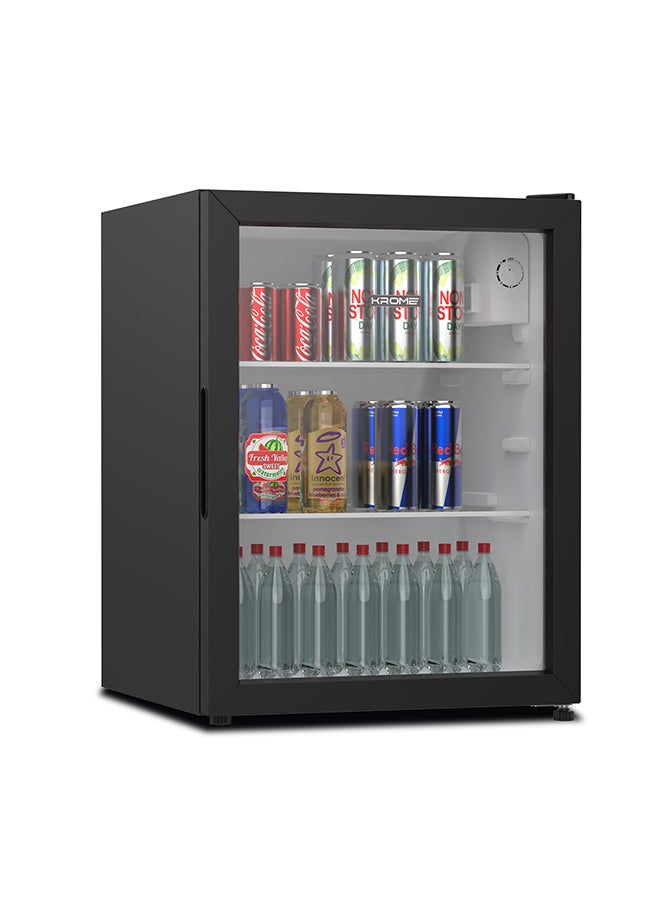 Krome Beverage Cooler, 90 L, Compact Design, Free Standing, Single Door, 2 Glass Shelves, Adjustable Feet, Mechanical Temperature Control, Environment-Friendly R600a 90 L 295 kW KR-BC90DM Black - Image 1