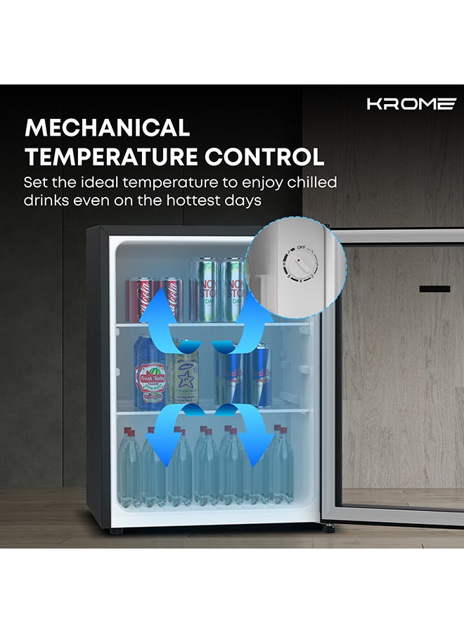 Krome Beverage Cooler, 90 L, Compact Design, Free Standing, Single Door, 2 Glass Shelves, Adjustable Feet, Mechanical Temperature Control, Environment-Friendly R600a 90 L 295 kW KR-BC90DM Black - Image 3