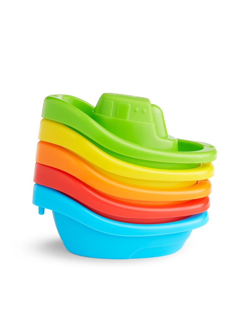 Munchkin 5-Pack Fleet of Colorful Bath Boats Fun And Educational Bath Toy Set  - Image 1