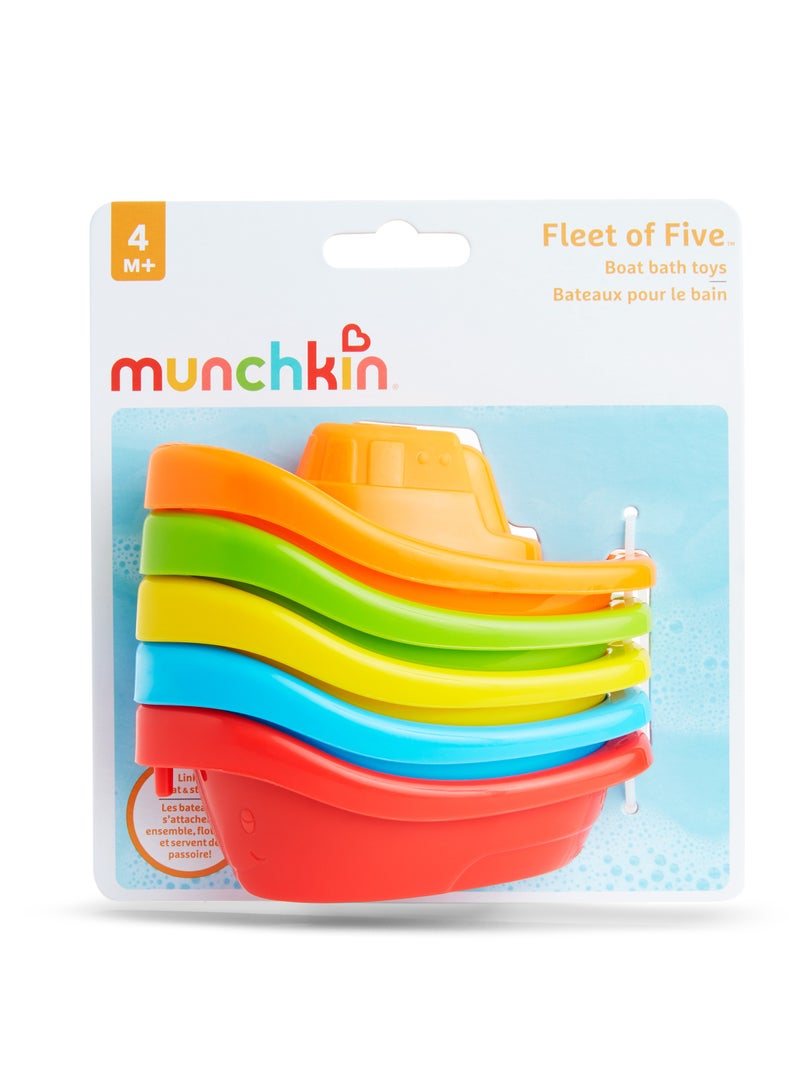 Munchkin 5-Pack Fleet of Colorful Bath Boats Fun And Educational Bath Toy Set  - Image 2