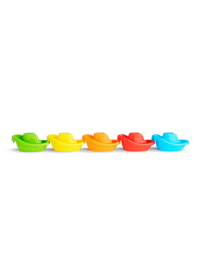 Munchkin 5-Pack Fleet of Colorful Bath Boats Fun And Educational Bath Toy Set  - Image 3