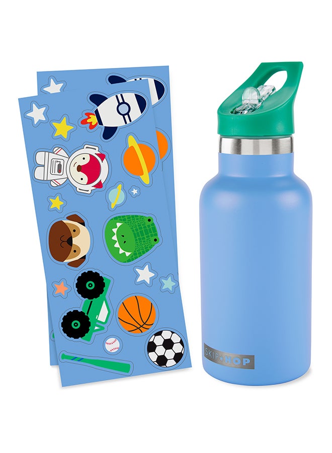 Skip Hop Spark Style Stainless Steel Canteen Bottle - Blue - Insulated Straw Bottle for Kids - Image 2