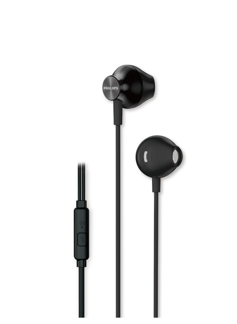 Philips TAUE101BK/00 Wired In-Ear Earphones with Mic, 4.2mm Neodymium Driver, Bass Sound, Ergonomic Comfort Fit, 1.2m Cable, Button Controlled ( Black ) black - Image 1