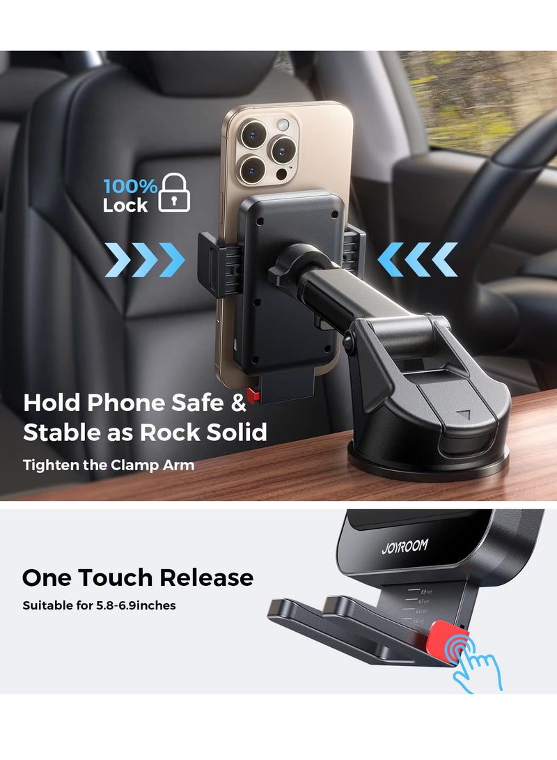 جوي روم حامل سيارة للشحن السريع اللاسلكي 15 واط مع قفل تلقائي وإفراج بلمسة واحدة - حامل هاتف على لوحة القيادة مع قبضة قوية على الطرق الوعرة والفرامل القاسية، متوافق مع MagSafe و Qi لأجهزة iPhone 16 15 14 13 12 وأجهزة Samsung - معتمد للسلامة - Image 3