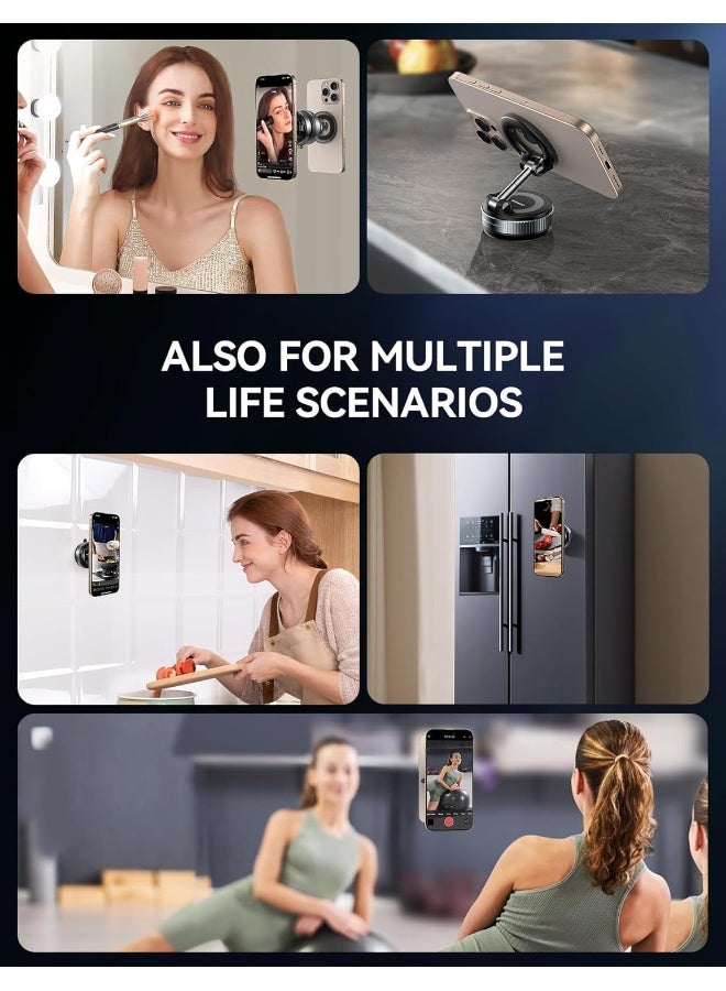 JOYROOM MagSafe Vacuum Suction Cup Mobile Phone Holder with Ultra-Strong Magnetic Grip, 360° Adjustable Metal Arm, Strong Hold on Bumpy Roads And Hard Brakes – for iPhone 16 15 14 13 12 And Android with MagSafe Ring, Dashboard/Windshield Universal Mounting - CE Certified Dark Grey - Image 5