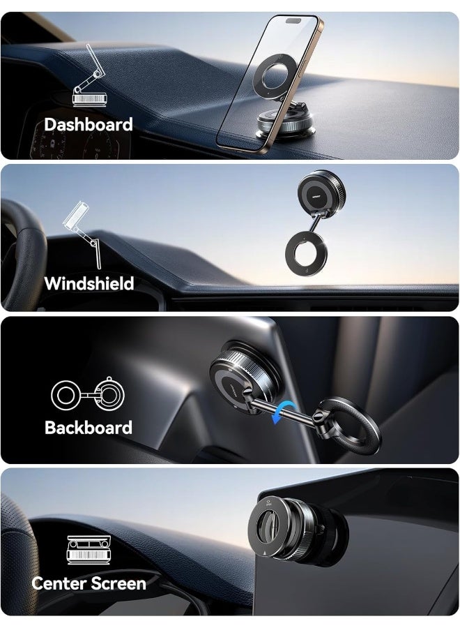 JOYROOM MagSafe Vacuum Suction Cup Mobile Phone Holder with Ultra-Strong Magnetic Grip, 360° Adjustable Metal Arm, Strong Hold on Bumpy Roads And Hard Brakes – for iPhone 16 15 14 13 12 And Android with MagSafe Ring, Dashboard/Windshield Universal Mounting - CE Certified Dark Grey - Image 3