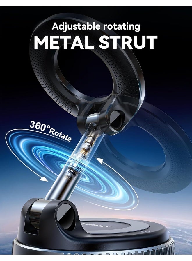 JOYROOM MagSafe Vacuum Suction Cup Mobile Phone Holder with Ultra-Strong Magnetic Grip, 360° Adjustable Metal Arm, Strong Hold on Bumpy Roads And Hard Brakes – for iPhone 16 15 14 13 12 And Android with MagSafe Ring, Dashboard/Windshield Universal Mounting - CE Certified Dark Grey - Image 4