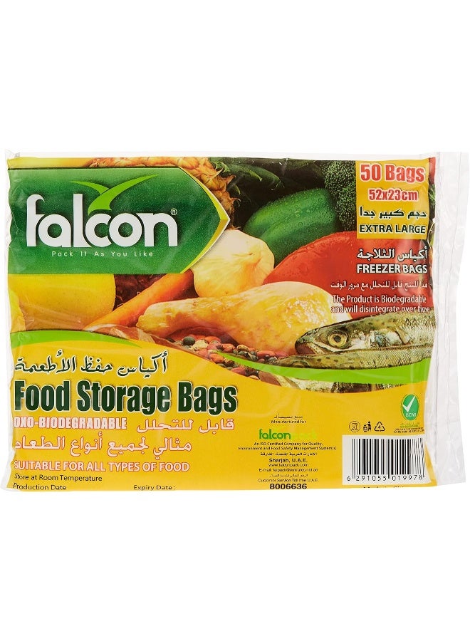 فالكون أكياس تخزين الطعام كبيرة الحجم، شفافة - 52 × 23 سم شفافة 50None - Image 1