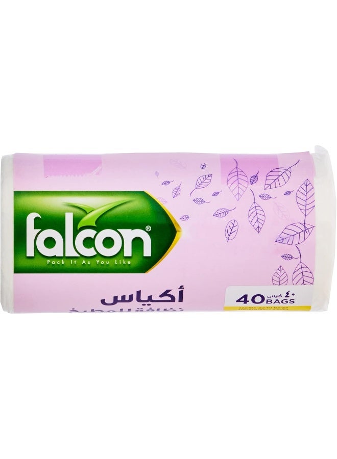 فالكون أكياس نظيفة قابلة للتحلل - بيضاء - 40 قطعة 66 × 51 سم - Image 2