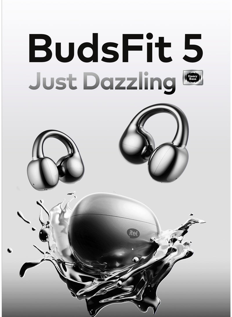 إيتيل سماعات أذن مفتوحة، سماعات لاسلكية، بودز فيت 5، سماعات بلوتوث 5.4، مقاومة للماء IP54، عمر بطارية طويل، متوافقة مع iOS وأندرويد - - Image 1