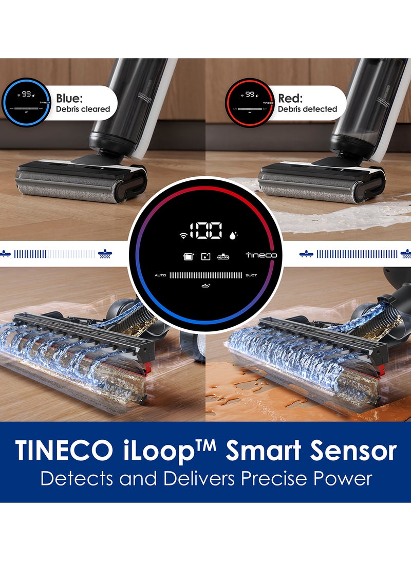 Tineco Floor One S6 FlashDry Cordless Wet Dry Vacuum Floor Cleaner Washer Mop All-in-One for Hard Floors, LED Display, Long Runtime, Dual-Sided Edge Cleaning, Self-Cleaning 0.8 L 220 W FW361000AE Black/White - Image 5