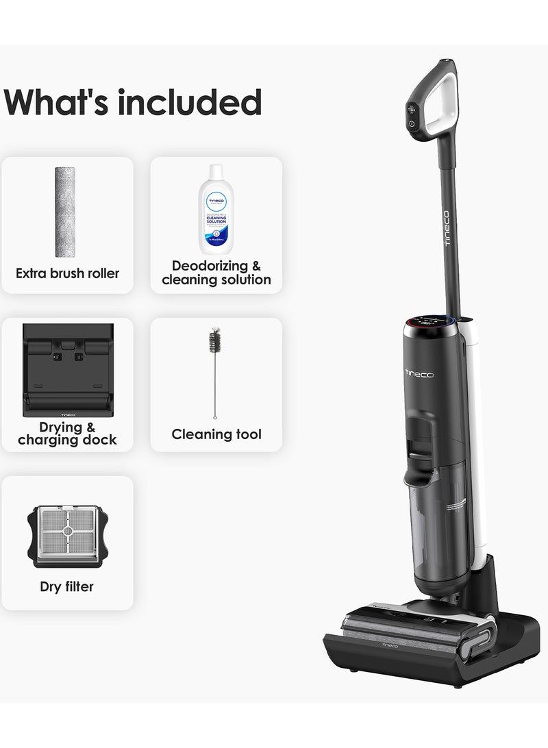 Tineco Floor One S6 FlashDry Cordless Wet Dry Vacuum Floor Cleaner Washer Mop All-in-One for Hard Floors, LED Display, Long Runtime, Dual-Sided Edge Cleaning, Self-Cleaning 0.8 L 220 W FW361000AE Black/White - Image 4