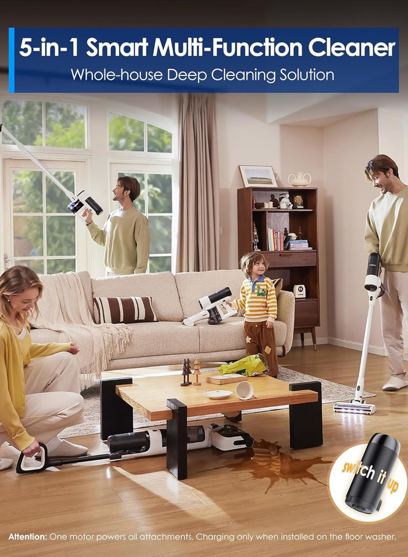 Tineco Tineco Floor One Switch S6 Stretch Wet Dry Vacuum Cleaner, Multi-Function, 180° Lay-Flat, Anti-Tangle Design, Self-Cleaning, 65Min Runtime, Dual-Edge Cleaning, Whole-House Cleaning Floor Cleaner 0.8 L 180 W FW311500SA Black - Image 2
