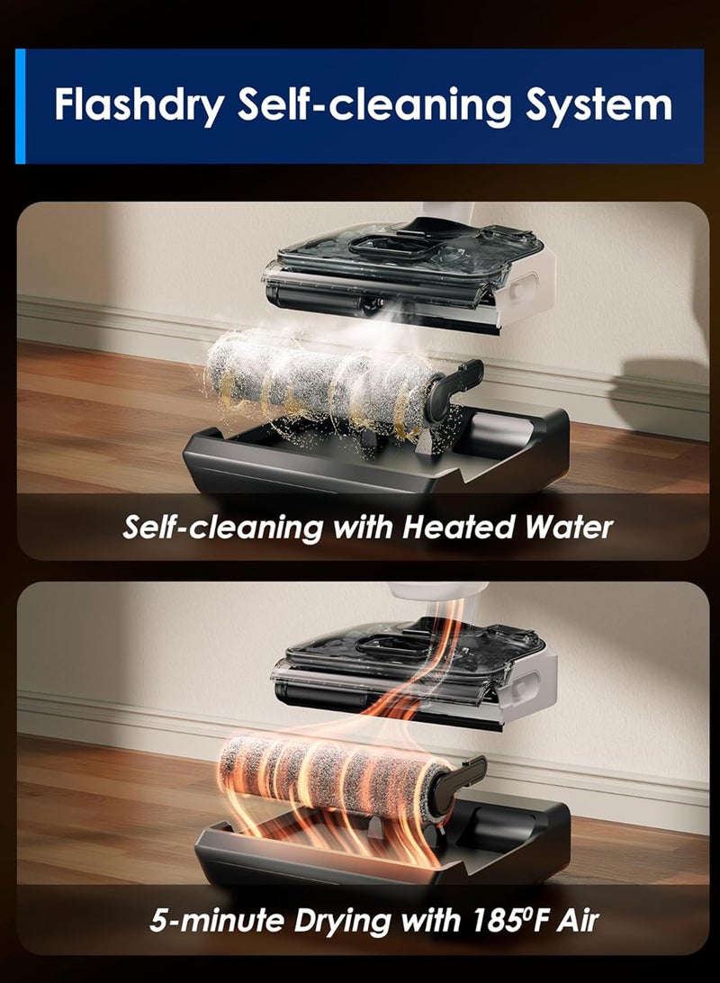 Tineco Tineco Floor One Switch S6 Stretch Wet Dry Vacuum Cleaner, Multi-Function, 180° Lay-Flat, Anti-Tangle Design, Self-Cleaning, 65Min Runtime, Dual-Edge Cleaning, Whole-House Cleaning Floor Cleaner 0.8 L 180 W FW311500SA Black - Image 5