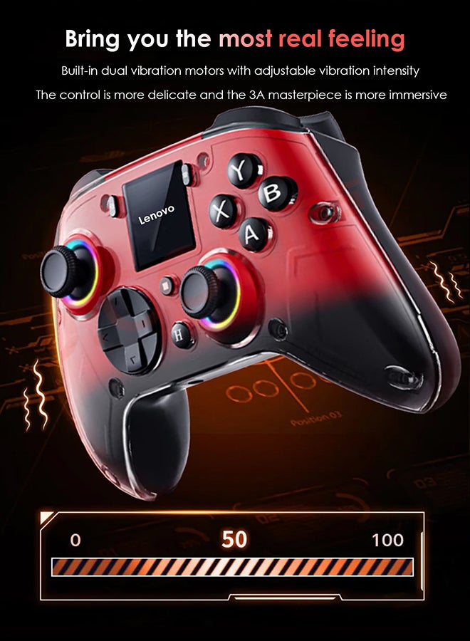 لينوفو وحدة تحكم ألعاب X01 تدعم اتصال لاسلكي بتقنية البلوتوث/مستقبل 2.4 جيجاهرتز، متوافقة مع أجهزة الكمبيوتر/سويتش/بلاي ستيشن 4، شاشة عرض، لون أحمر - Image 4