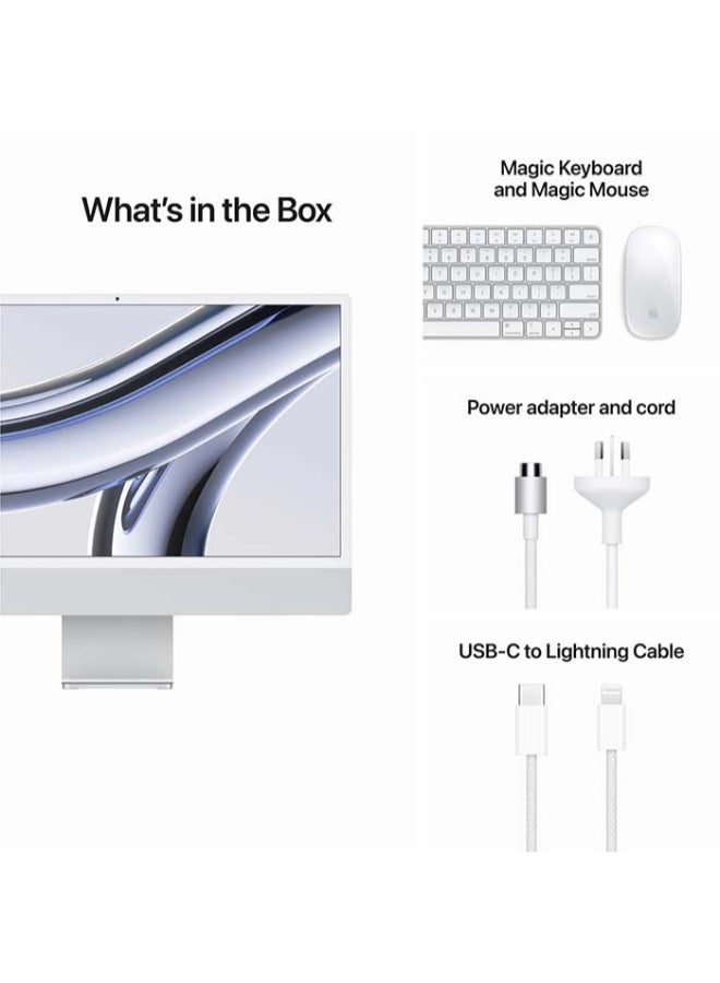 ابل  iMac M3 With 24-inch 4.5K Retina Display, M3 Chip 8-core CPU 10‑core GPU Processor/16GB RAM DDR5/512GB SSD/MacOS Sonoma/ English/Arabic Silver - Image 4