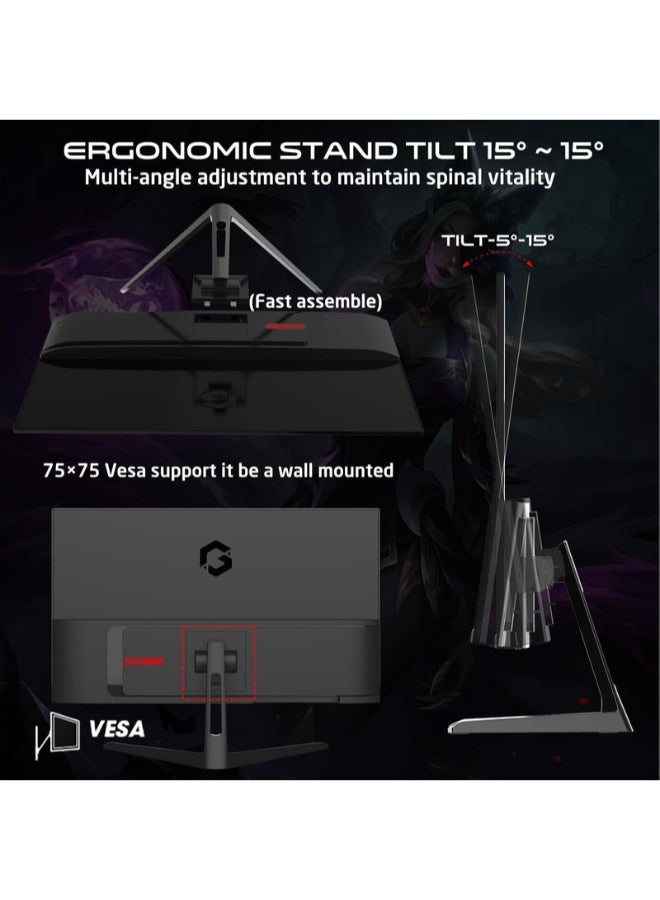 Gaming PC  with Intel i5 12400F Processor/16GB RAM DDR5/ 1TB SSD/Nvidia GeForce RTX 3050 Graphics+24 Inch Monitor 180Hz Display+RGB Keyboard+Mouse+Headset+ Mousepad Black