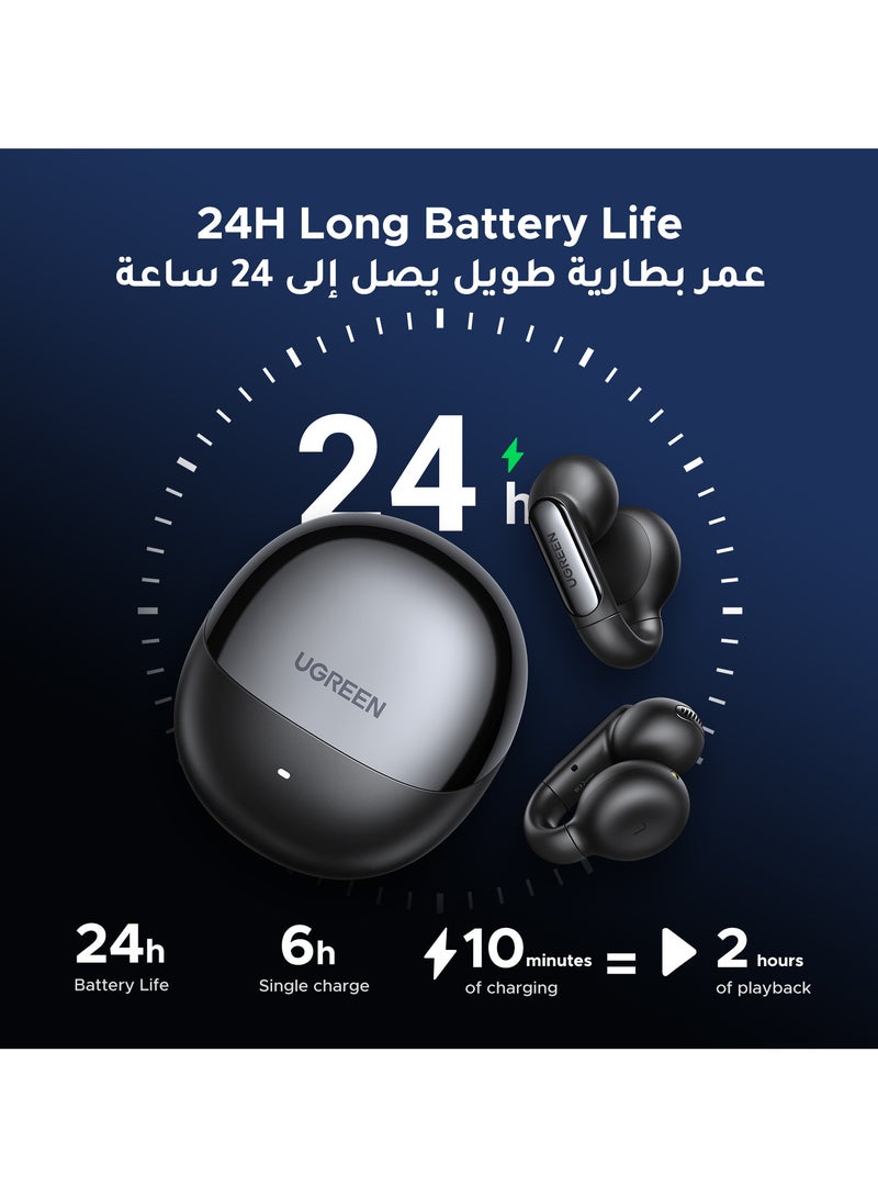 Ugreen HiTune S5 Bluetooth Headphones Wireless, Open-Ear Earphones Noise Cancelling Earbuds Bluetooth 5.4 Clear Calls Ultra-Comfort Headphone with Ear Hooks Dual-Device Connections IPX5 Resistant black  - Image 3