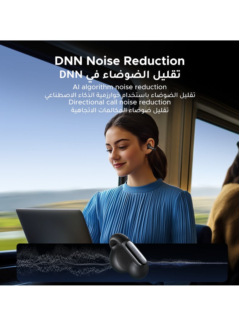Ugreen HiTune S5 Bluetooth Headphones Wireless, Open-Ear Earphones Noise Cancelling Earbuds Bluetooth 5.4 Clear Calls Ultra-Comfort Headphone with Ear Hooks Dual-Device Connections IPX5 Resistant black  - Image 4