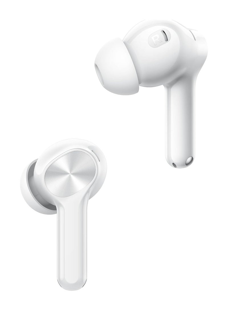 Buds T200x TWS Earbuds with Mic  12.4mm Bass Drivers , 25dB ANC - Moonlight White Moonlight White