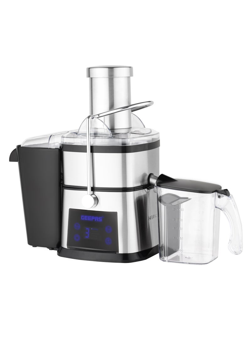 جيباس Digital Juice Extractor 1.0 L Juice Jug | 2.0 Pomace Container, 800 W Powerful Copper Motor with 5 Speed Setting | Touch Control, Stainless Steel Housing, Pusher, Filter and Blade, Perfect for Extracting Juices from Fruits and Vegetables| GJE46023 1 L 800 W GJE46023 Silver & Black  - Image 1