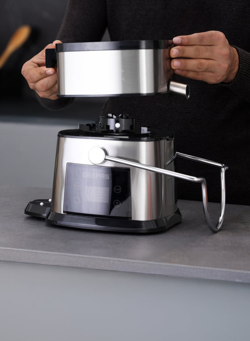 جيباس Digital Juice Extractor 1.0 L Juice Jug | 2.0 Pomace Container, 800 W Powerful Copper Motor with 5 Speed Setting | Touch Control, Stainless Steel Housing, Pusher, Filter and Blade, Perfect for Extracting Juices from Fruits and Vegetables| GJE46023 1 L 800 W GJE46023 Silver & Black  - Image 3