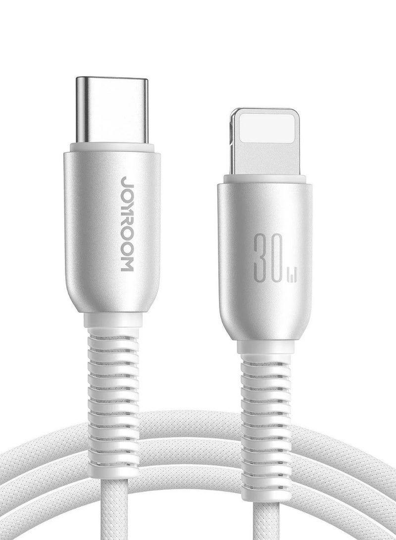 JOYROOM Type-C to Lightning Cable, 1.2 Meter Length, 30 Watt - S-A51 Light Grey  - Image 1
