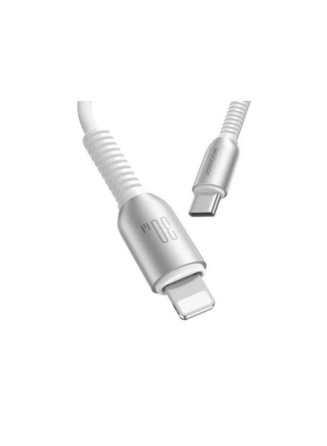 JOYROOM Type-C to Lightning Cable, 1.2 Meter Length, 30 Watt - S-A51 Light Grey  - Image 3