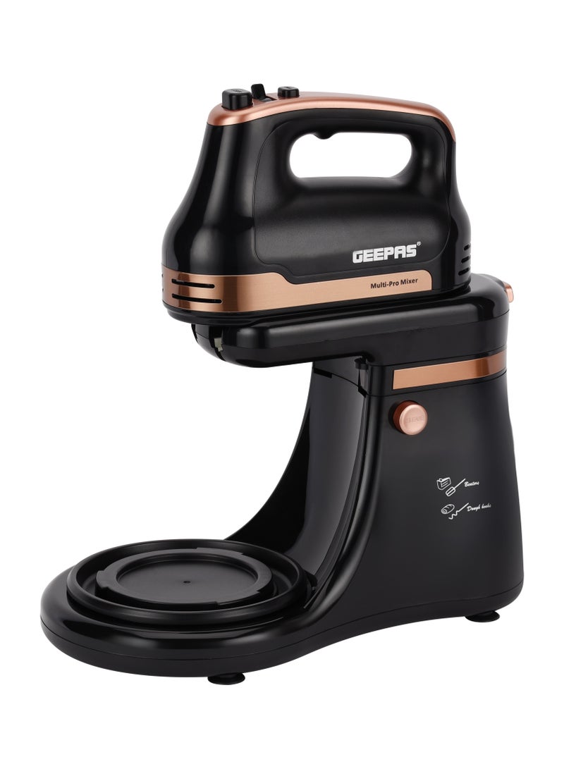 GEEPAS Stand Mixer with Swing Head- GSM43033/ 500 W, Powerful Motor with 4.5 liters Stainless Steel Bowl/ Perfect for Kneading Dough, Mixing Batter, Whisking Eggs, etc./ 5 Speed with Turbo Function, Includes a Hook, Beater Whisk 4.5 L 500 W GSM43033 Black & Brown  - Image 3