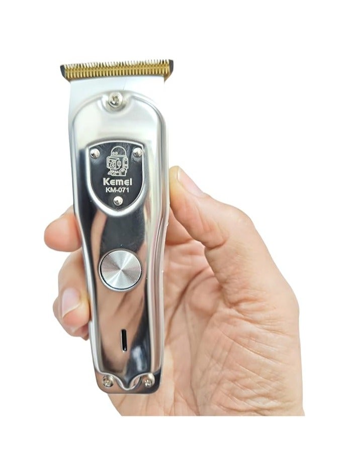 Kemei KM-071 Battery Operated Hair Clipper for Men, Professional Cordless Hair Trimmer, Silver 122ml - Image 1