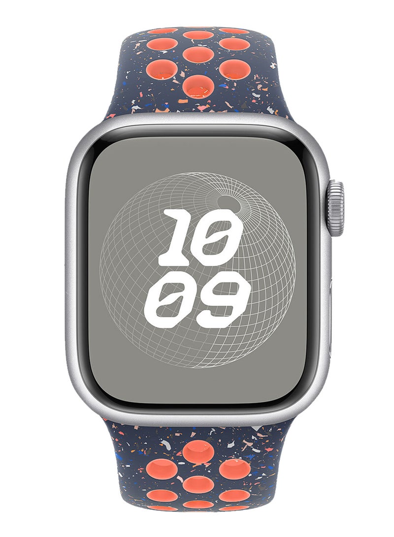 MARGOUN Silicone Sport Strap For iWatch Series Ultra 2/Ultra 10 9 8 7 SE 6 5 4 3 2 1 Watch Band 49mm, 46mm, 45mm, 44mm, 42mm Series 3 Replacement Band With Colored Particles Navy Blue / Pink  - Image 2