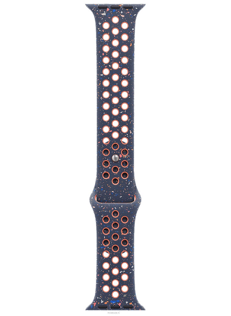 MARGOUN Silicone Sport Strap For iWatch Series Ultra 2/Ultra 10 9 8 7 SE 6 5 4 3 2 1 Watch Band 49mm, 46mm, 45mm, 44mm, 42mm Series 3 Replacement Band With Colored Particles Navy Blue / Pink  - Image 3