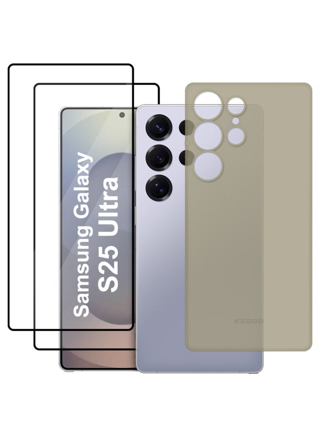 MARGOUN 3-Piece Case For Galaxy S25 Ultra Air Skin Case All Around Full Protection Ultra Slim 0.3mm Thickness 4g Feather Weight With Two 3D Screen Protector Titanium Grey-3  - Image 1