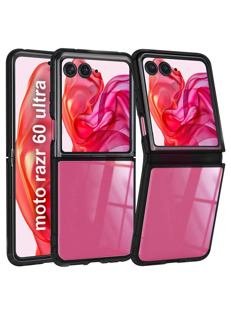 MARGOUN Case For Motorola Razr Ultra 2025/ Razr 60 Ultra Transparent Hard PC Back Cover Shockproof Protective Clear/ Side Black-1  - Image 1