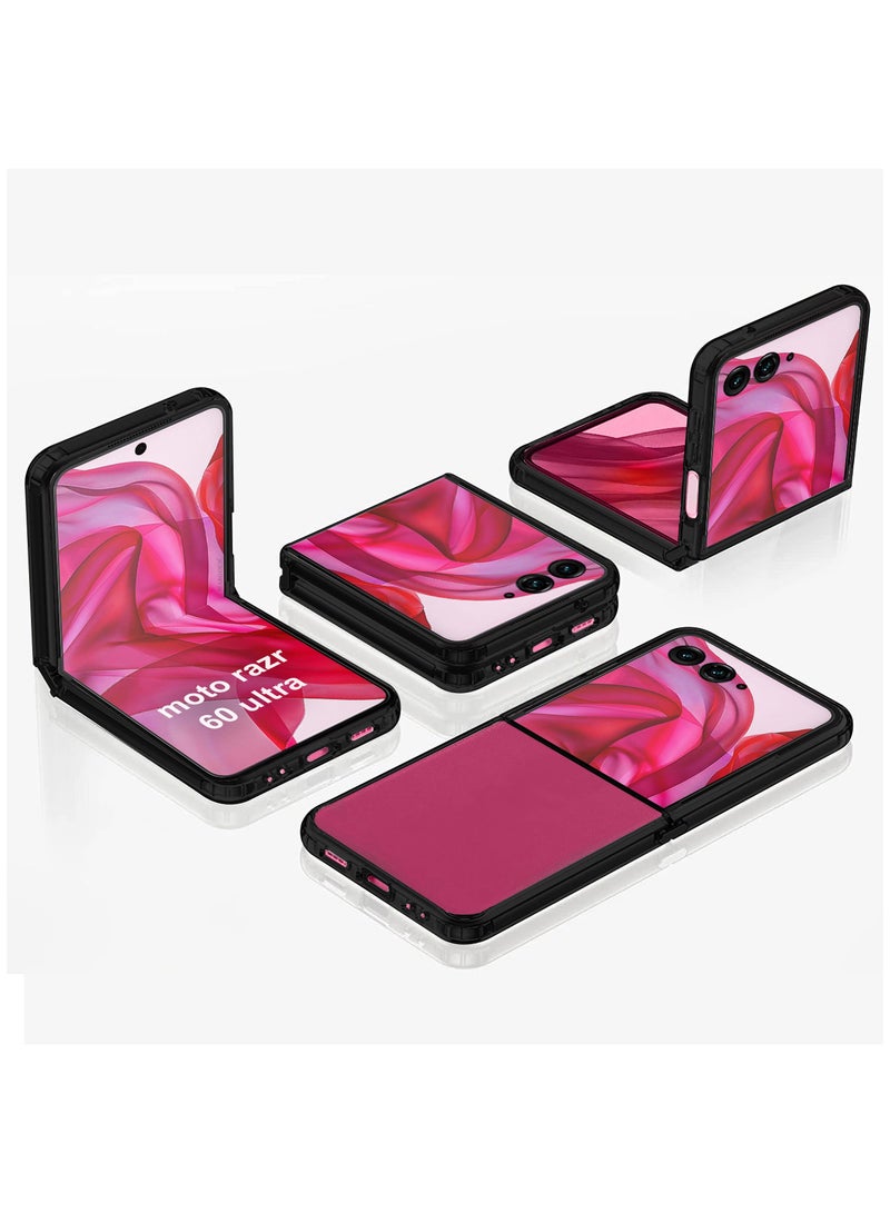 MARGOUN Case For Motorola Razr Ultra 2025/ Razr 60 Ultra Transparent Hard PC Back Cover Shockproof Protective Clear/ Side Black-1  - Image 2