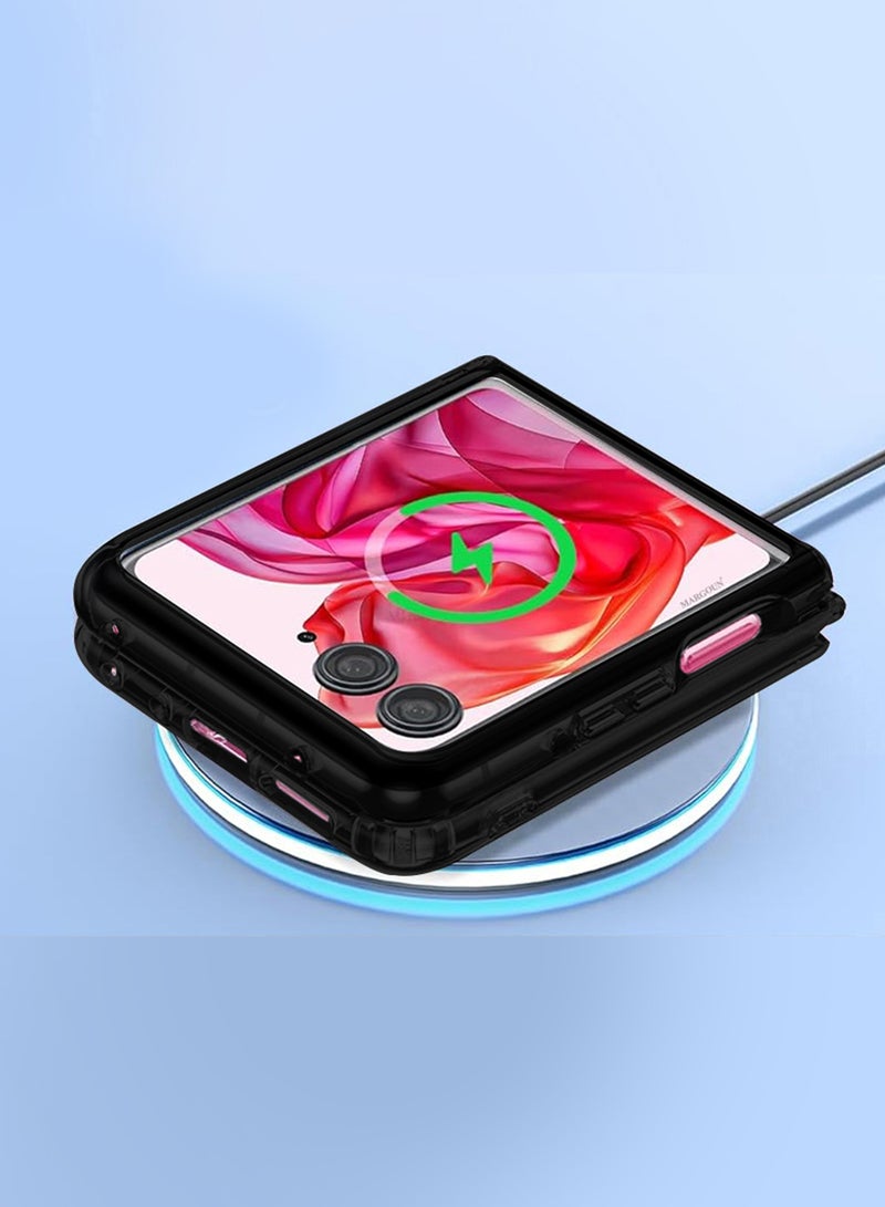 MARGOUN Case For Motorola Razr Ultra 2025/ Razr 60 Ultra Transparent Hard PC Back Cover Shockproof Protective Clear/ Side Black-1  - Image 4
