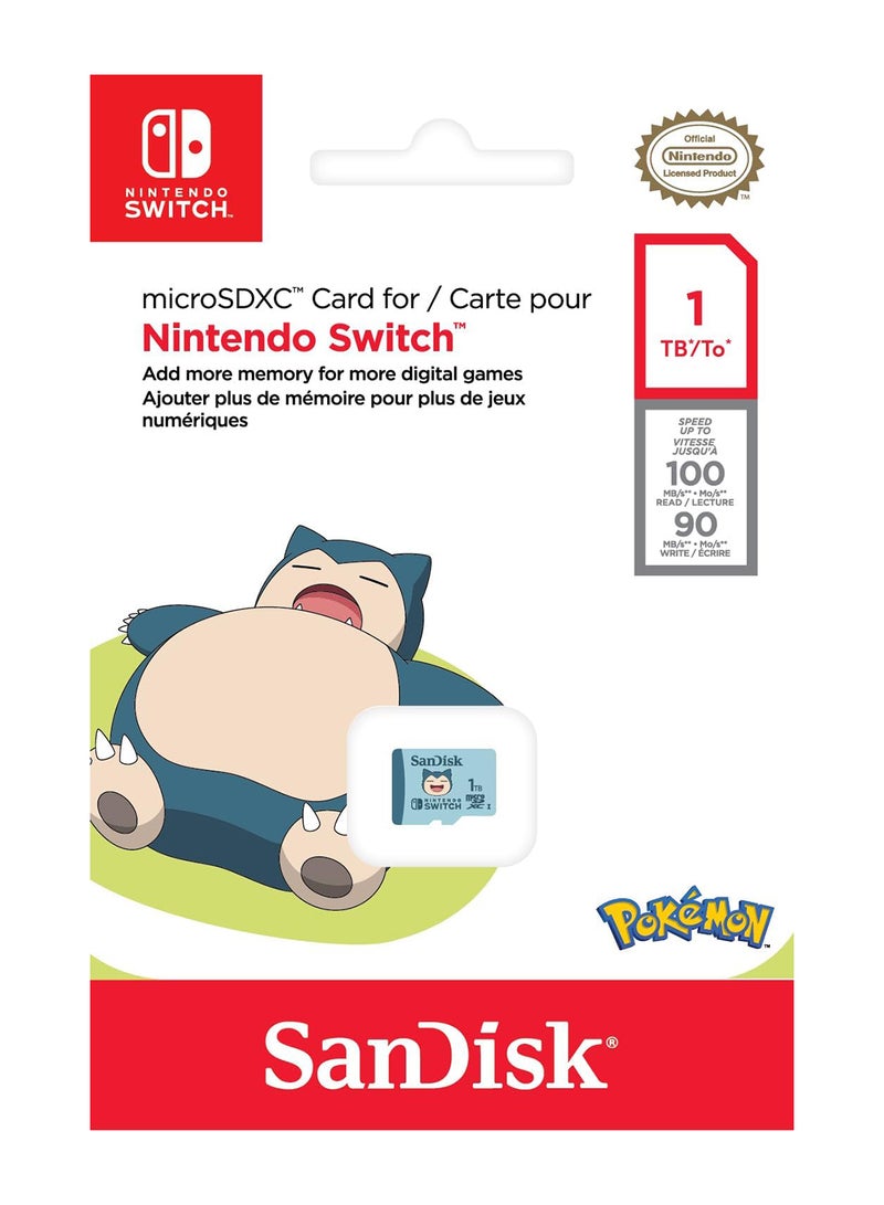 Sandisk 1TB Pokemon Snorlax microSD card for Nintendo Switch, up to 100MB/s read speed, up to 90MB/s write speed, 4K UHD, V30, U3 1 TB  - Image 3