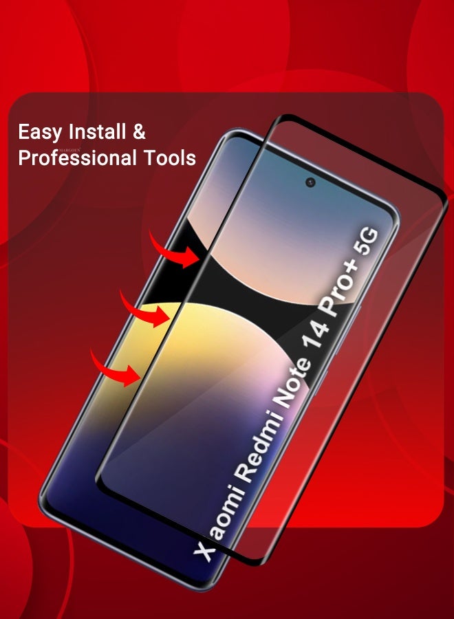 MARGOUN Pack Of 2 Curved Screen Protector Compatible With Xiaomi Redmi Note 14 Pro+ 5G Tempered Glass  - Image 4