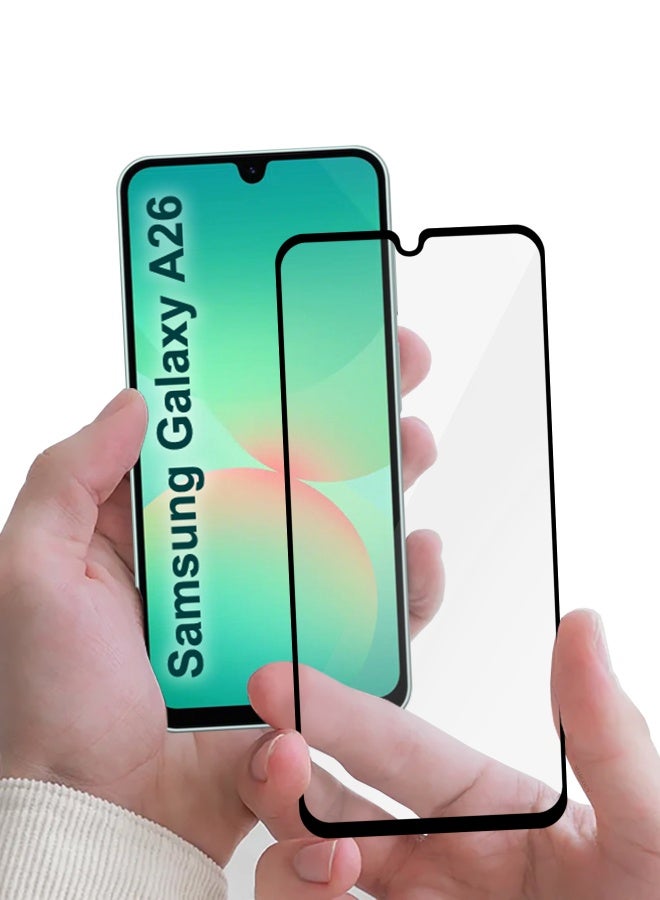 MARGOUN Pack Of 3 Samsung Galaxy A26 Screen Protector Full Coverage 9H Tempered Glass HD Clarity Side Black-3  - Image 3