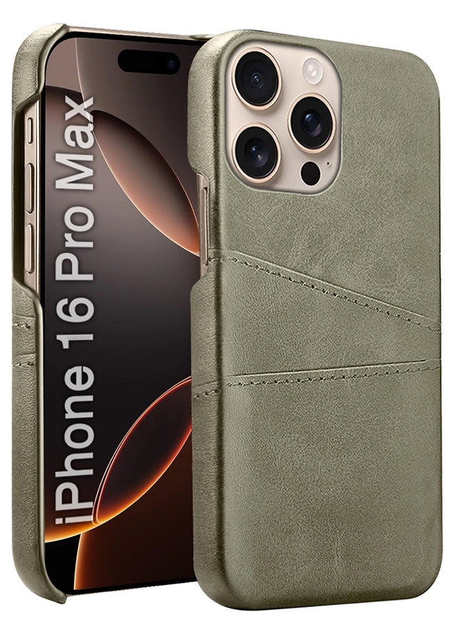 MARGOUN Protective Case And Cover For iPhone 16 Pro Max Case Leather With Card Holder Grey-1  - Image 1