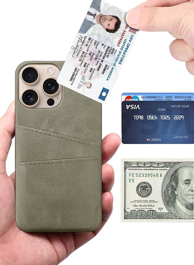 MARGOUN Protective Case And Cover For iPhone 16 Pro Max Case Leather With Card Holder Grey-1  - Image 4