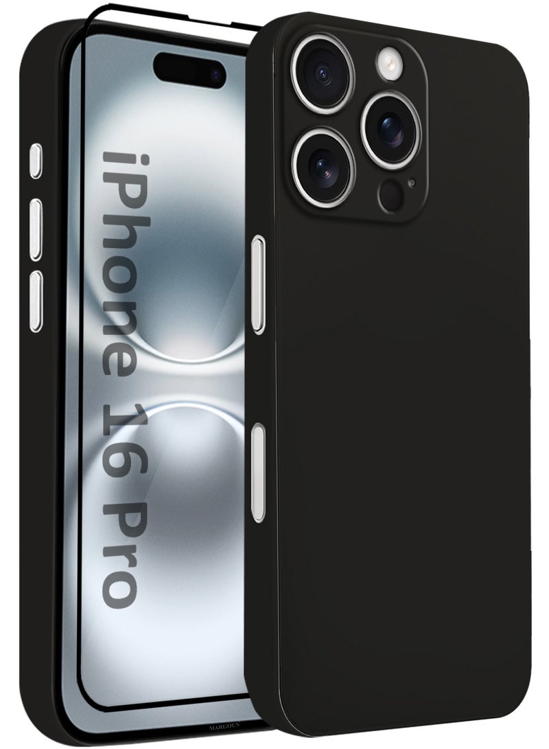 MARGOUN 2 Pack Thin Case For iPhone 16 Pro Back Cover Sturdy Durable Ultra-Thin Case Drop Protection Cover Clear With 3D Screen Protector Black-2  - Image 1
