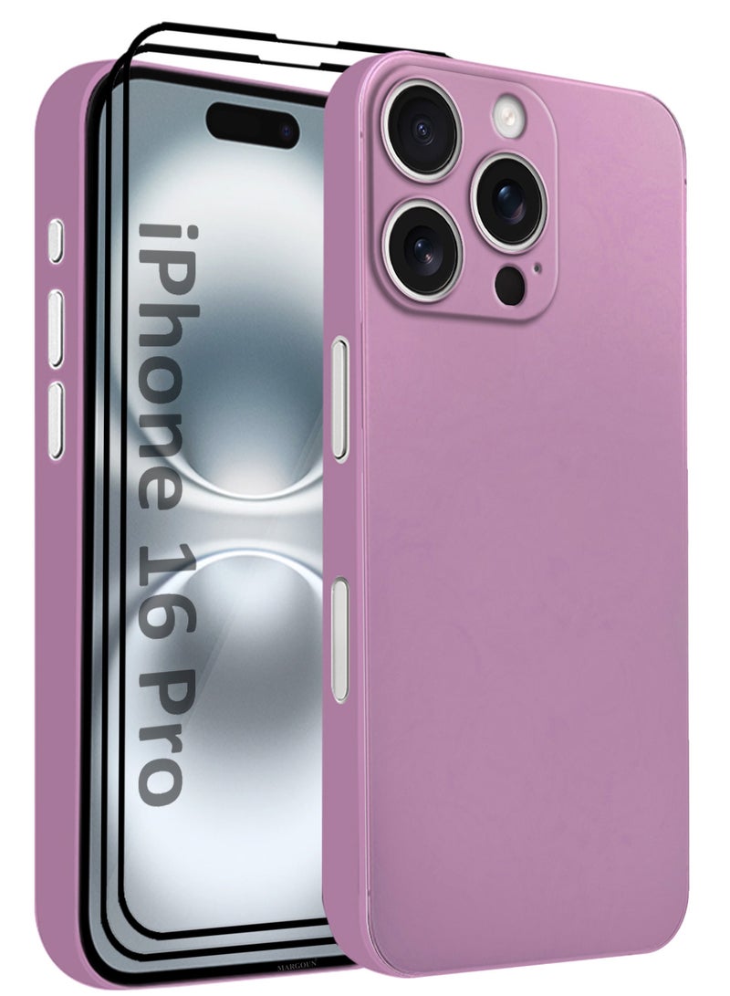 MARGOUN 3 Pack Thin Case For iPhone 16 Pro Back Cover Sturdy Durable Ultra-Thin Case Drop Protection Cover Clear With Two 3D Screen Protectors - Pink Pink-3  - Image 1
