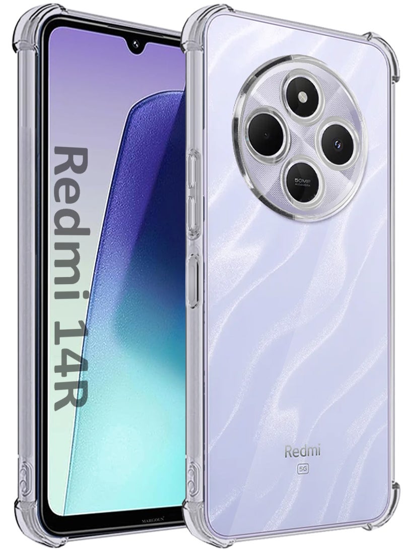 MARGOUN Protective Gorilla Case For Redmi 14R Transparent Shockproof  Crystal Clear With ReinForced Corners Clear-1  - Image 1
