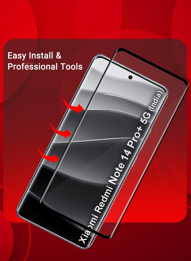 MARGOUN 3D Curved Tempered Glass Screen Protector For Xiaomi Redmi Note 14 Pro+ 5G Edge-To-Edge HD Clarity Anti-Scratch Bubble-Free Installation  - Image 5