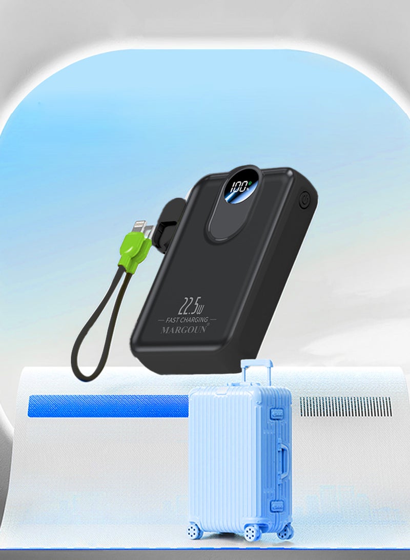 MARGOUN 18800 mAh Y390 Power Bank  22.5W Fast Charging With Wireless And USB-C To Lightning Cable Black-2  - Image 3